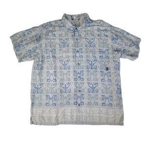 Patagonia Hawaiian White Blue Floral Shirt Men XL Organic Cotton Camp Tropical *